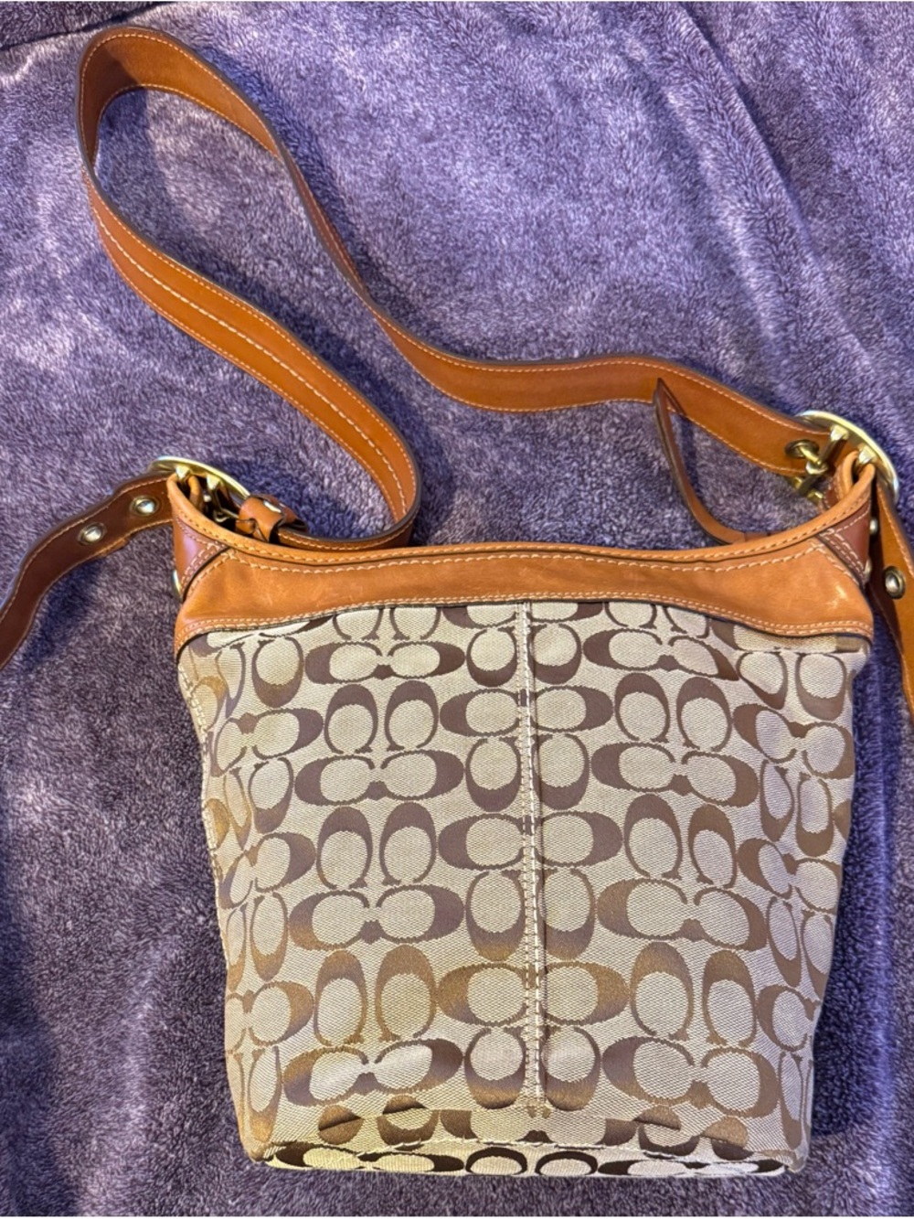 Coach Brown/Tan Signature Canvas Shoulder Bag